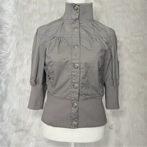 Miley Cyrus Max Azria Gray 3/4 Sleeve Button Up Jacket Top